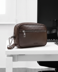 Cravate.tn | Mini trousse pour homme Marron Grainé