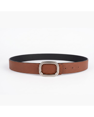 Cravate.tn | Ceinture Cuir réversible : Marron crispé & noir avec boucle unique