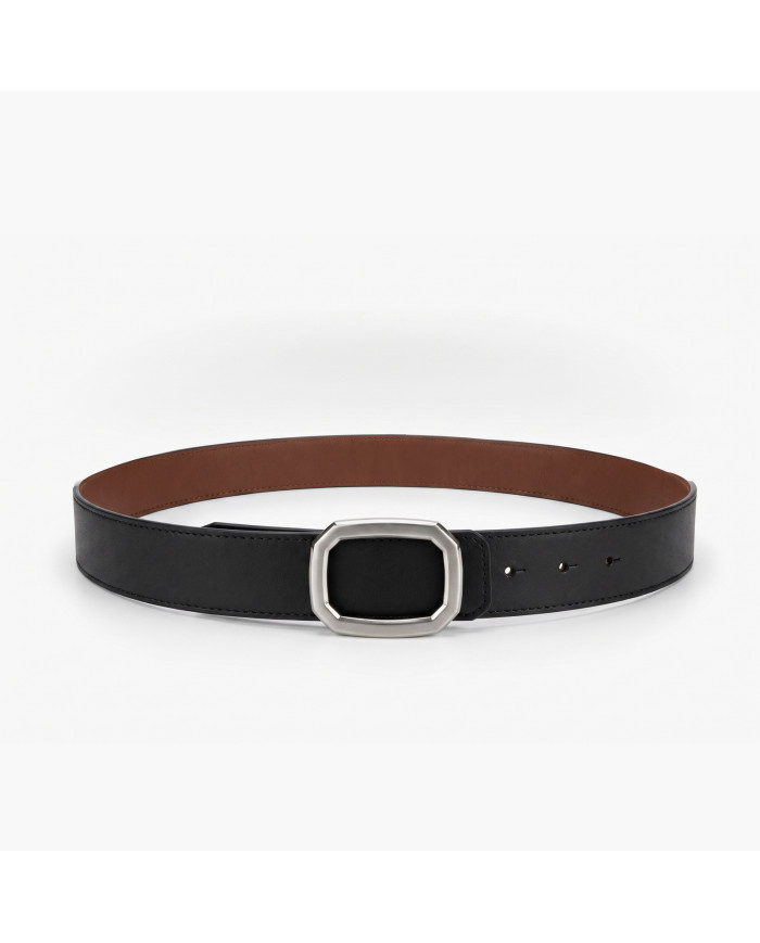 Cravate.tn | Ceinture Cuir réversible : Marron crispé & noir avec boucle unique