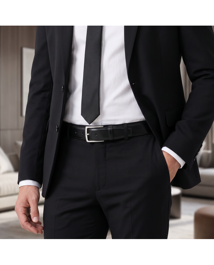 Cravate.tn | Ceinture formelle Cuir lisse : noire