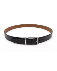 Cravate.tn | Ceinture Cuir réversible : Noir texturé & Camel