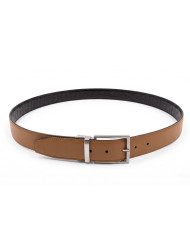 Cravate.tn | Ceinture Cuir réversible : Noir texturé & Camel