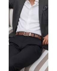 Ceinture cuir réversible : marron crispé et noir
