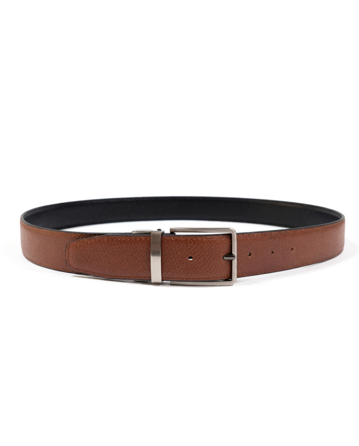 Ceinture cuir réversible : marron crispé et noir
