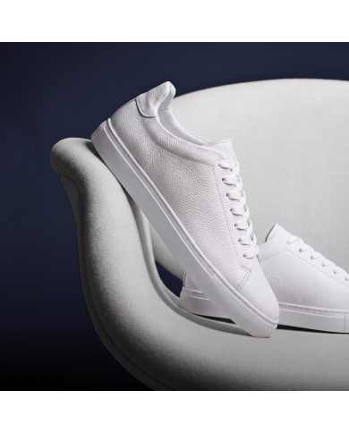 Cravate.tn | Sneakers Cuir blanc crispé - Izem