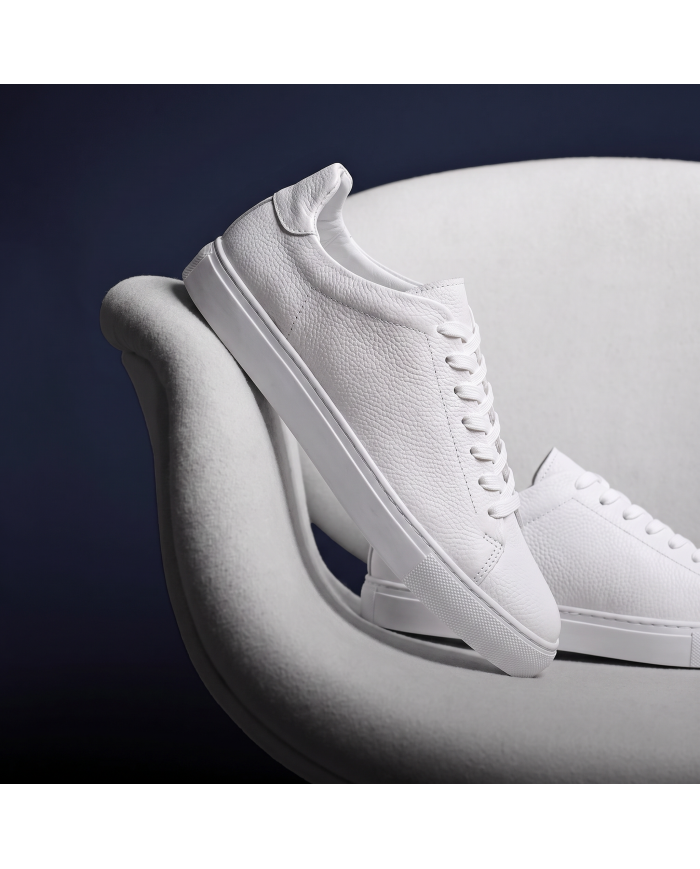 Cravate.tn | Sneakers Cuir blanc crispé - Izem