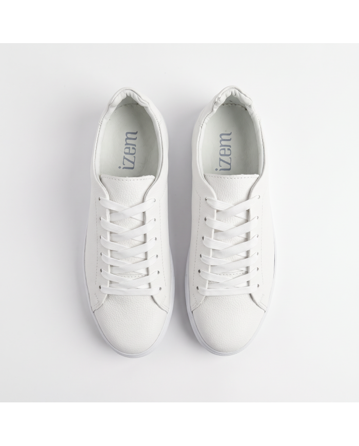Cravate.tn | Sneakers Cuir blanc crispé - Izem