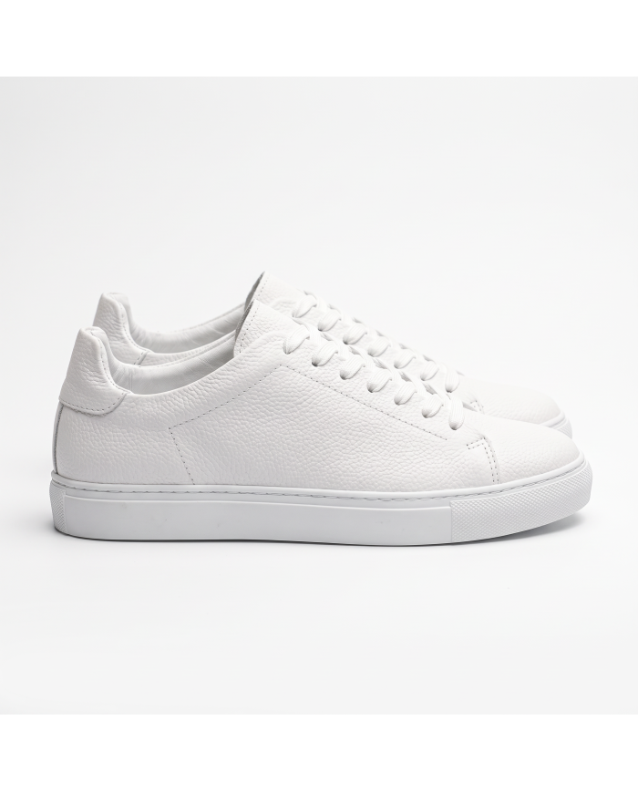 Cravate.tn | Sneakers Cuir blanc crispé - Izem