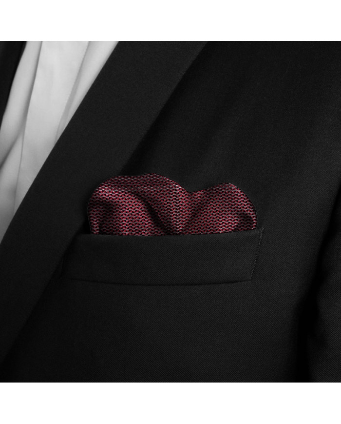 Cravate.tn | Pochette bordeaux texturé noir et gris