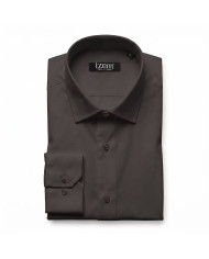 Cravate.tn | Chemise en popeline stretch Col ouvert - Marron foncé