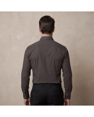 Cravate.tn | Chemise en popeline stretch Col ouvert - Marron foncé