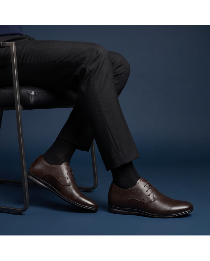 Cravate.tn | Chaussures Sport Chic Cuir en marron foncé lisse