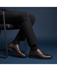 Cravate.tn | Chaussures Sport Chic Cuir en marron foncé lisse