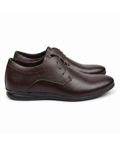 Cravate.tn | Chaussures Sport Chic Cuir en marron foncé lisse