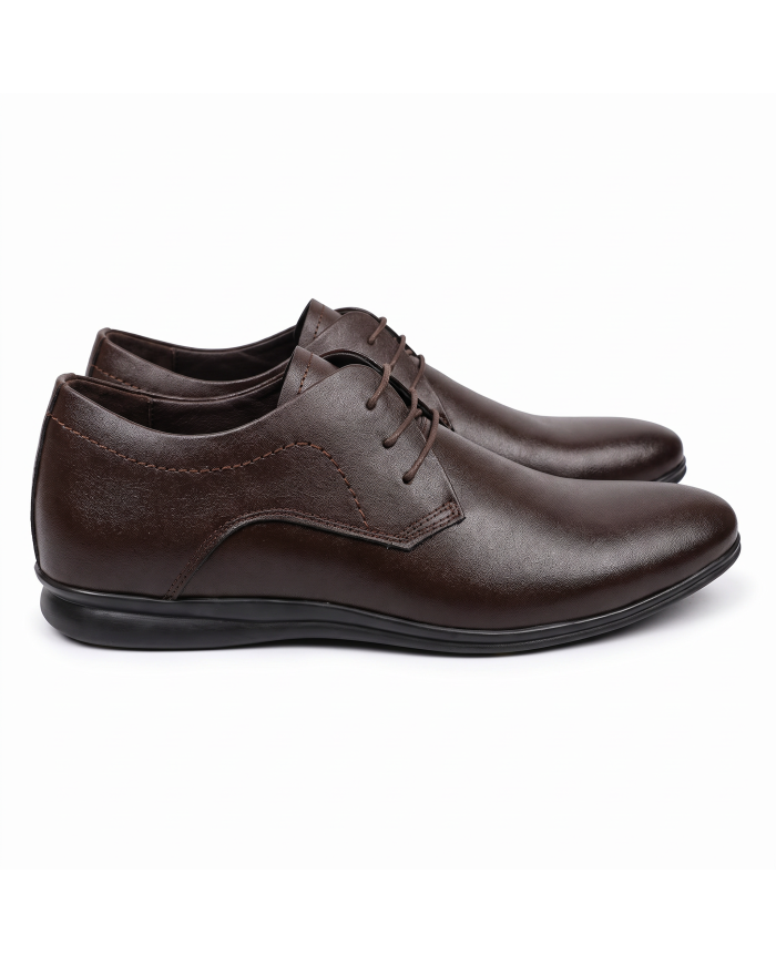 Cravate.tn | Chaussures Sport Chic Cuir en marron foncé lisse