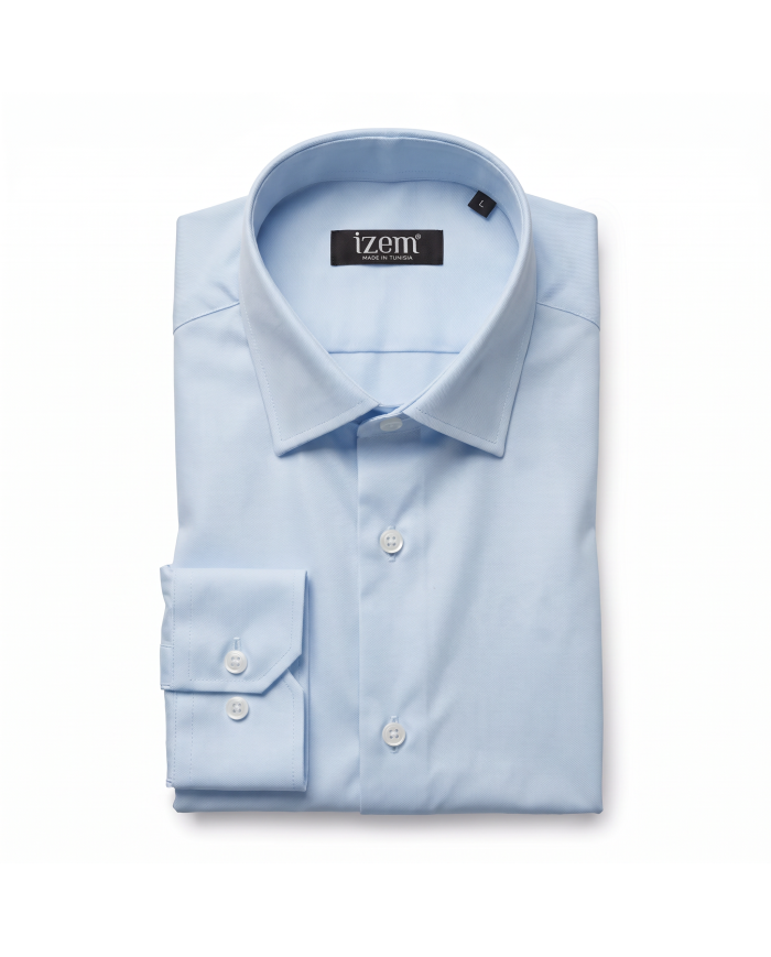 Pack 2 Chemises Col ouvert en popeline stretch - Blanche & Bleu Ciel