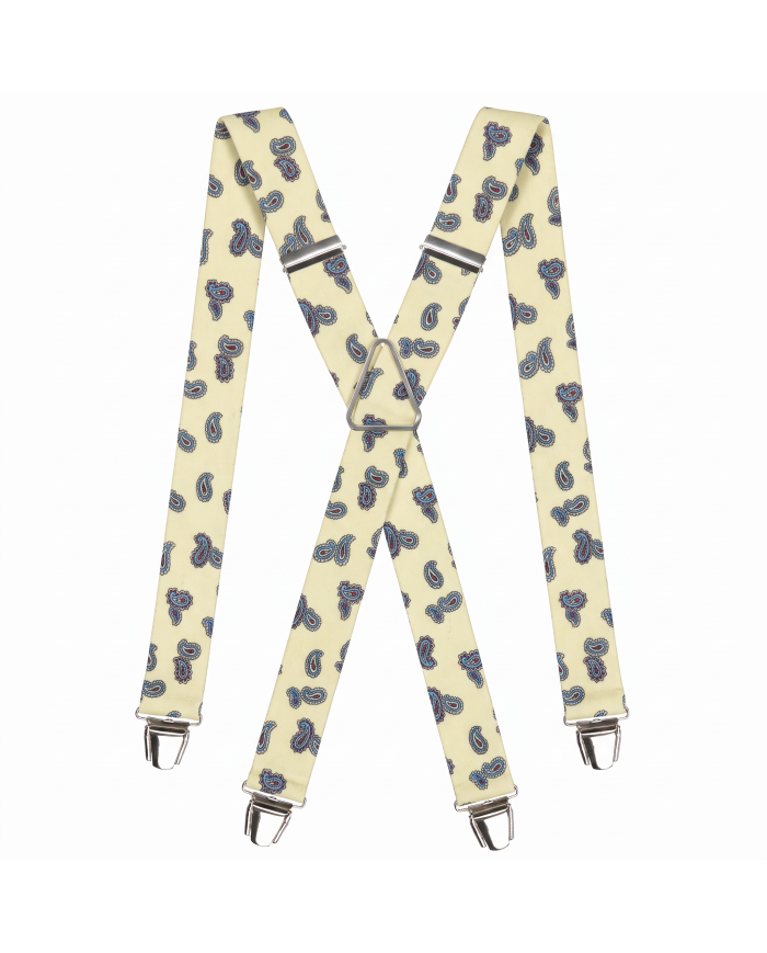 Cravate.tn | Bretelle Cachemire Beige à motifs fantaisie