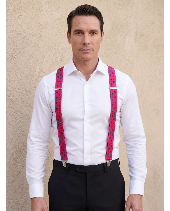 Cravate.tn | Bretelle rose fushia à motifs fantaisie