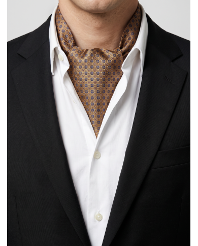 Cravate Foulard camel avec motifs fantaisie