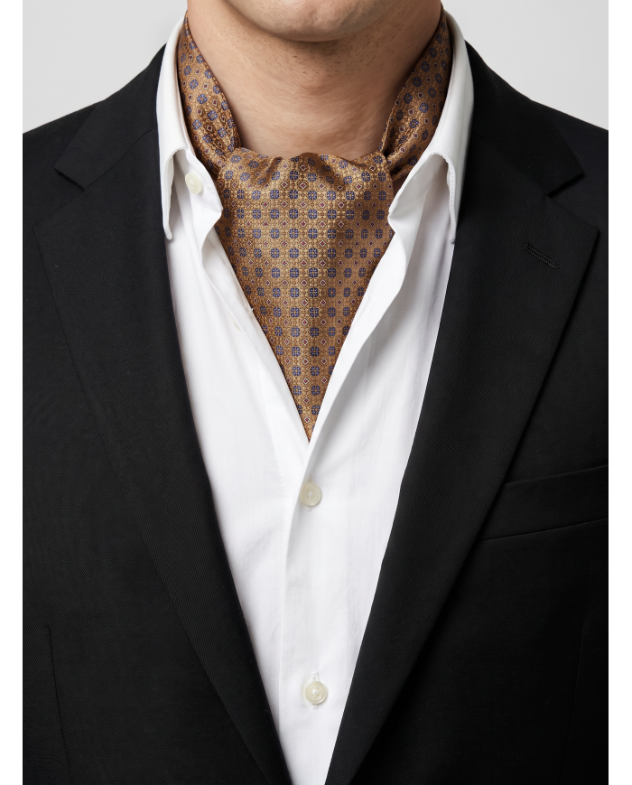 Cravate Foulard camel avec motifs fantaisie