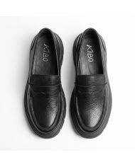 Mocassin en cuir à semelle Crantée en noir