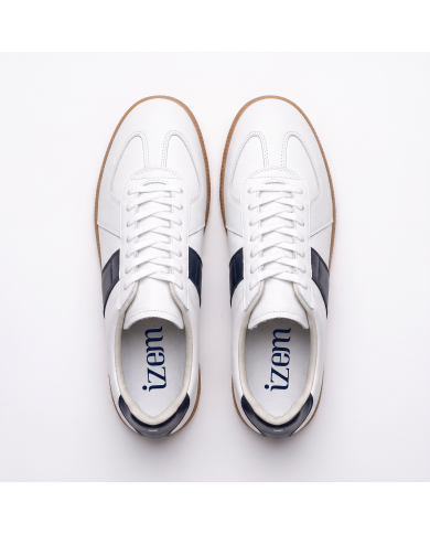 Baskets Morgen en cuir - Blanc et bleu