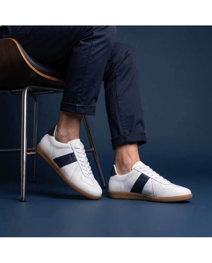 Baskets Morgen en cuir - Blanc et bleu