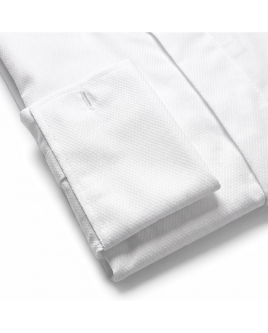 Chemise Col ouvert en coton piqué avec poignet mousqueton - Blanche