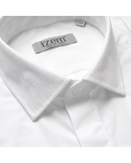 Chemise Col ouvert en coton piqué avec poignet mousqueton - Blanche