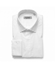 Chemise Col ouvert en coton piqué avec poignet mousqueton - Blanche