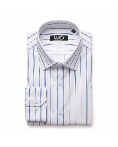 Chemise Col ouvert en coton piqué avec poignet mousqueton - Blanche