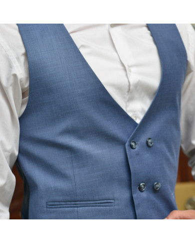 Gilet Pour hommes Bleu uni croisé Gilet Pour hommes Bleu uni croisé
