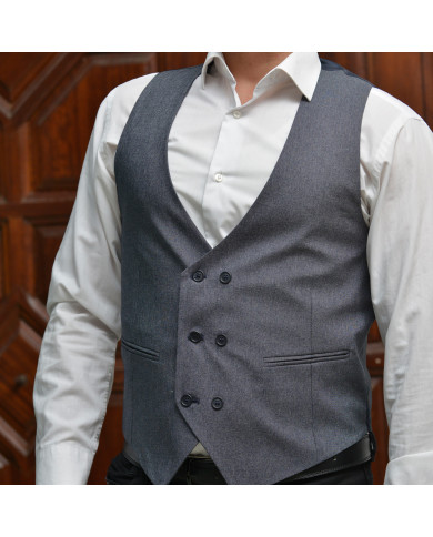 Gilet Pour hommes Gris Bleu croisé Gilet Pour hommes Gris Bleu croisé