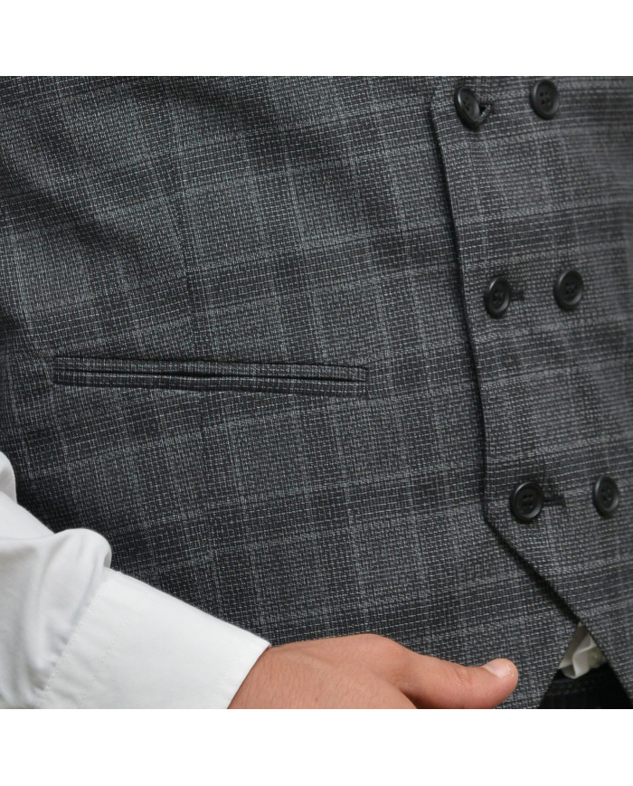 Gilet Pour hommes Gris Foncé croisé