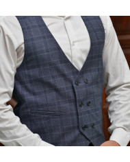 Gilet costume Gris et Bleu croisé