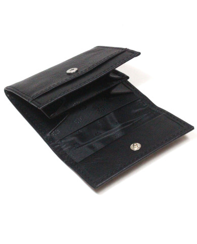 Porte Monnaie et carte noir uni en Cuir Porte Monnaie et carte noir uni en Cuir