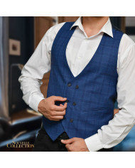 Gilet Pour hommes carreaux Bleu croisé