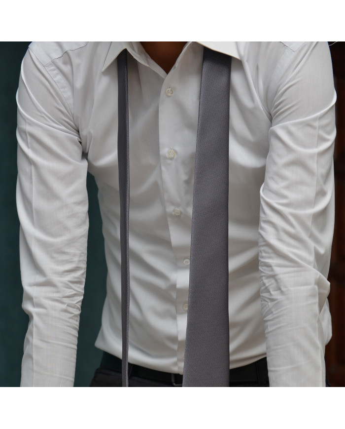 Cravate.tn | Cravate grise charbon faux uni