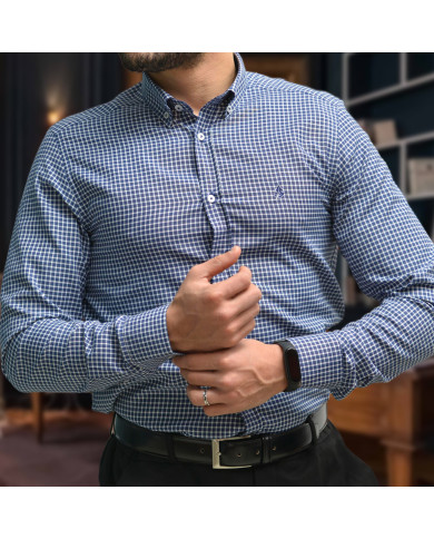 Chemise De Pêche L.L. Bean Homme – Grand Bleu à Carreaux – Manches Courtes Ventilée – Taille L – Occasion