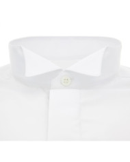 Chemise en popeline poignet mousquetaire col cassé blanc uni Chemise en popeline poignet mousquetaire col cassé blanc uni
