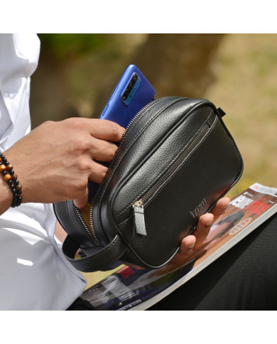 Cravate.tn | Trousse pour homme Noir Grainé Cravate.tn | Trousse pour homme Noir Grainé