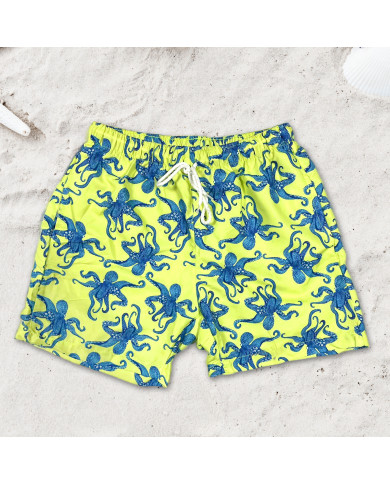 Maillot de bain pour homme vert pistache à motifs bleu Maillot de bain pour homme vert pistache à motifs bleu