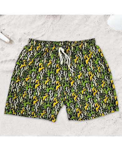 Maillot de bain pour homme vert à motifs cactus Maillot de bain pour homme vert à motifs cactus