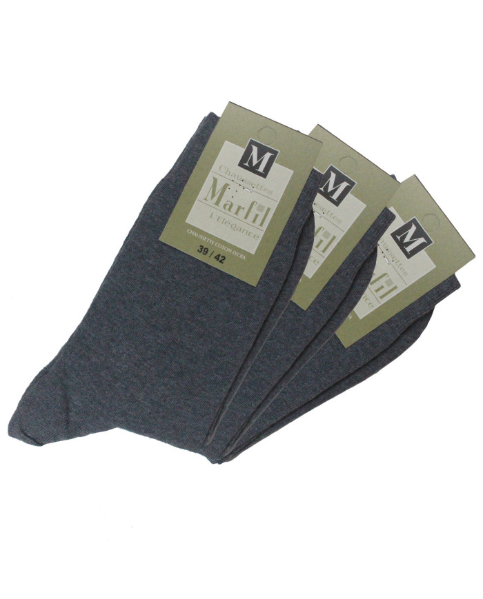 Lot de 3 paires de chaussettes Coton Gris