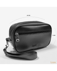 Cravate.tn | Trousse d'affaires pour homme Noir Grainé avec Mousqueton : Izem Cravate.tn | Trousse d'affaires pour homme Noir Grainé avec Mousqueton : Izem