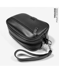 Cravate.tn | Trousse d'affaires pour homme Noir Grainé avec Mousqueton : Izem Cravate.tn | Trousse d'affaires pour homme Noir Grainé avec Mousqueton : Izem