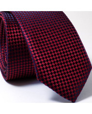 Cravate.tn | Cravate Rouge bordeaux à motifs carreaux