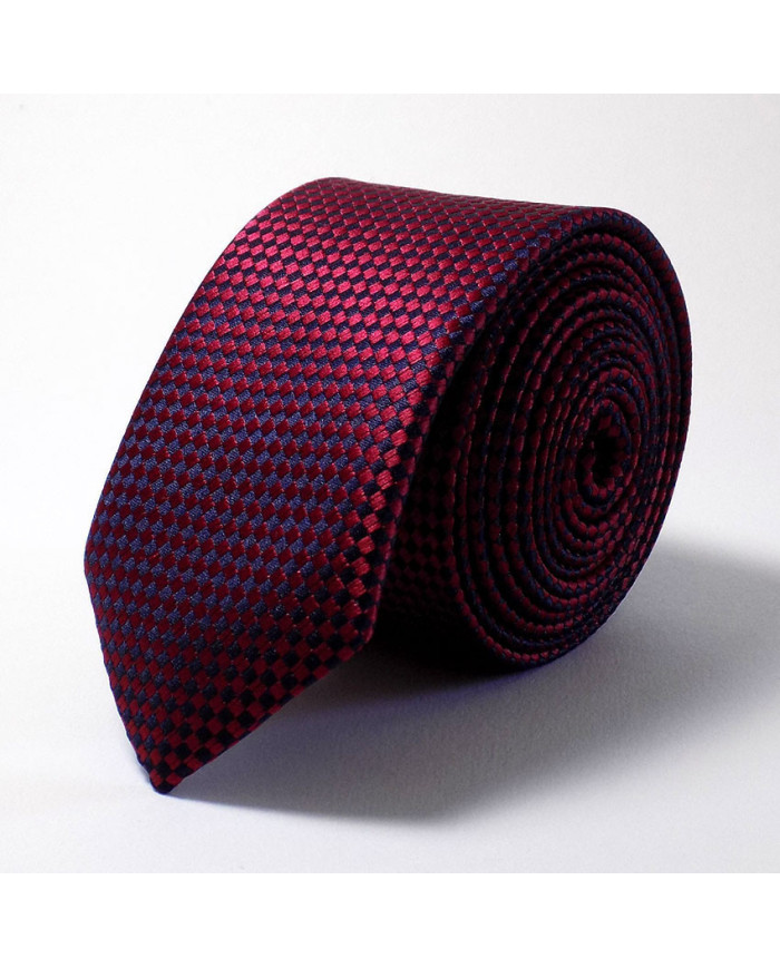 Cravate.tn | Cravate Rouge bordeaux à motifs carreaux