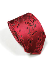 Cravate.tn | Cravate bordeaux à motifs florale en noir