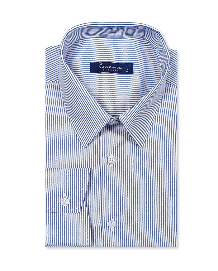 Chemise col Français Blanche avec rayure bleu tissé
